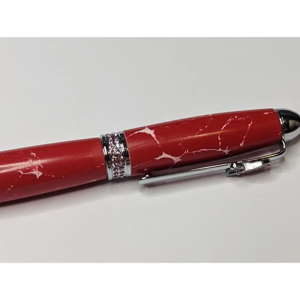 Breast Cancer Awareness Twist Pen Silver Finish Red Acrylic Body Hand Turned Pen